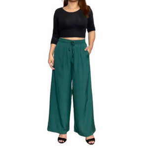 Emerald Wideleg Linen Pants