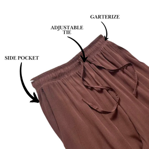 Choco Brown Wideleg Linen Pants