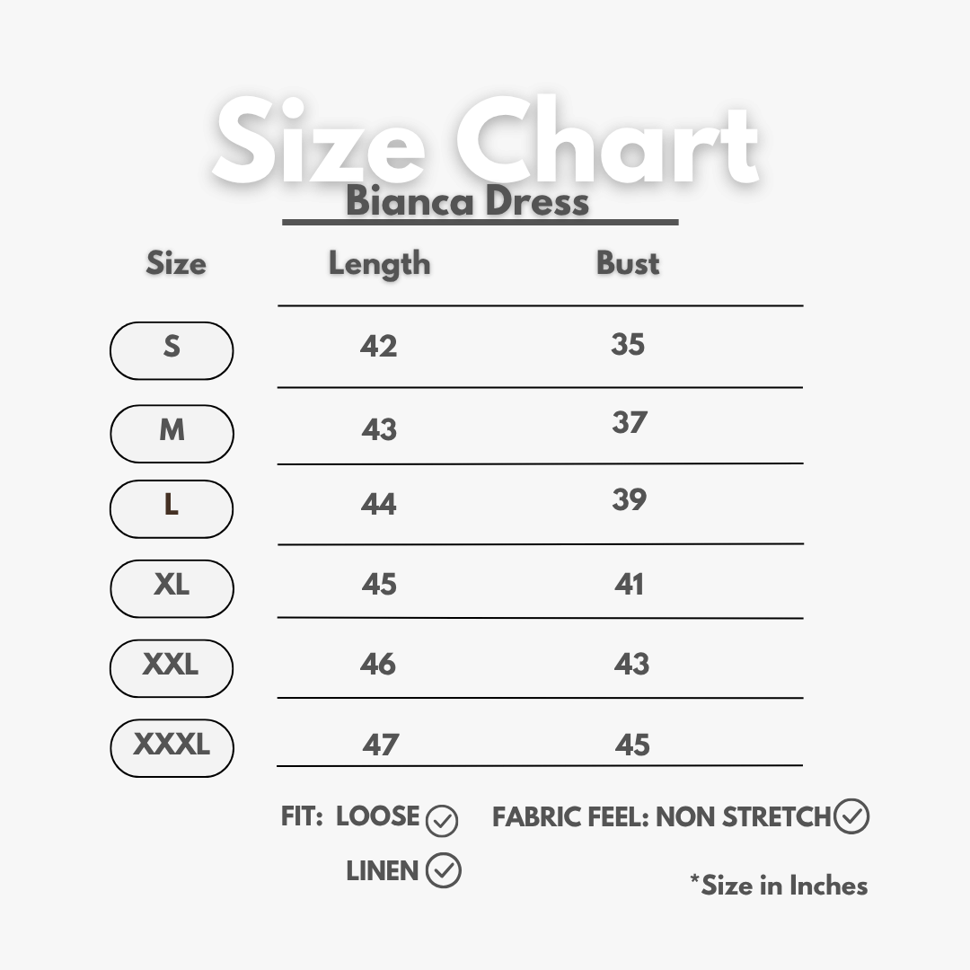 Bianca Dress Size Chart