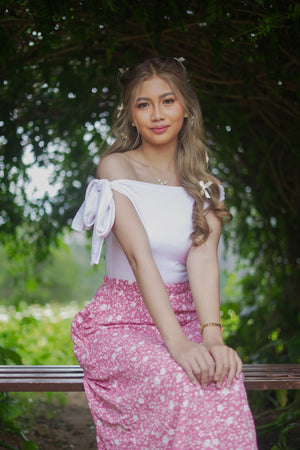 KasyaPH Soft Linen Floral Long Skirt – Azalea Variant
