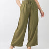 Wide-Leg Pants – Soft Linen - Army Green