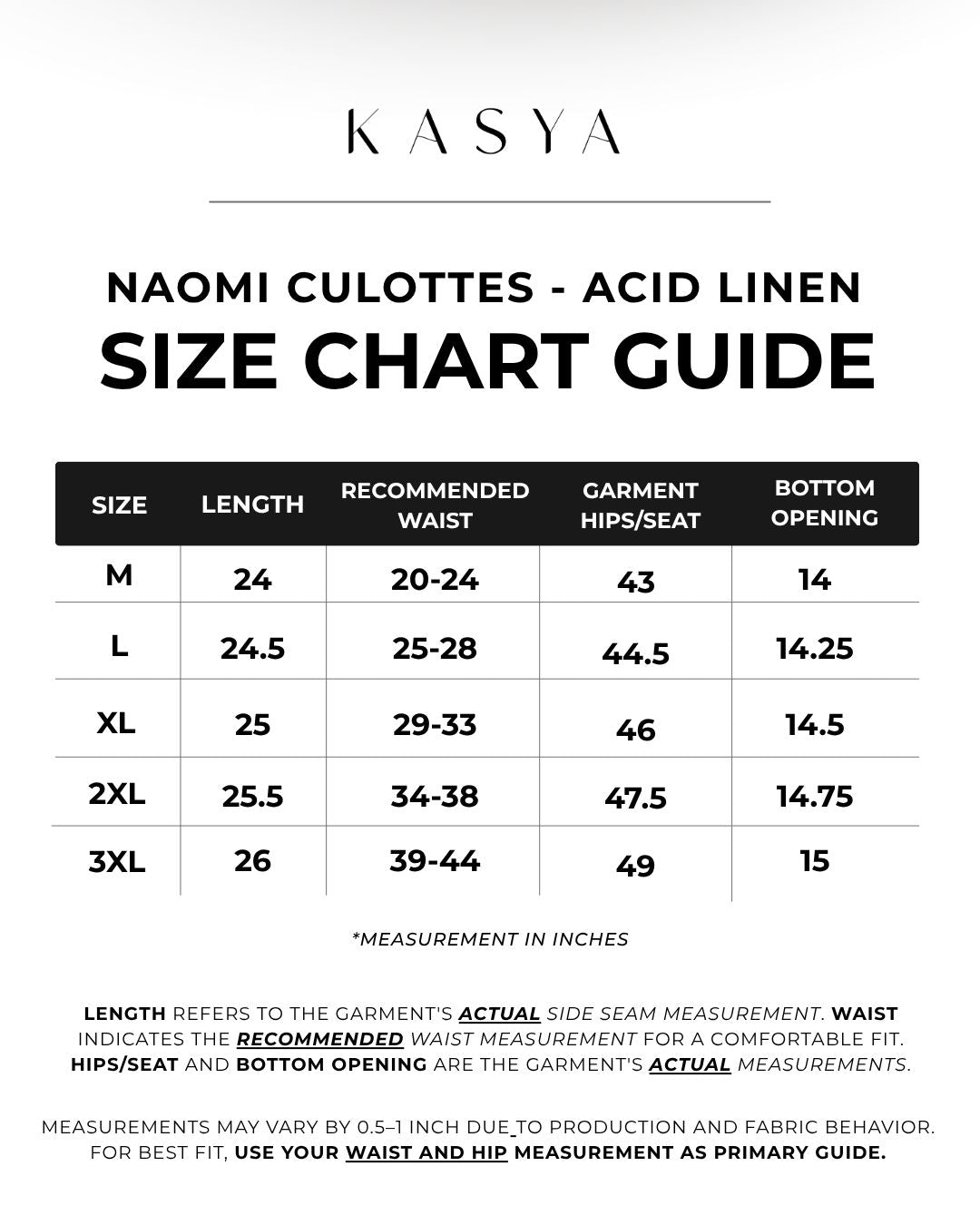 LP | Size Chart